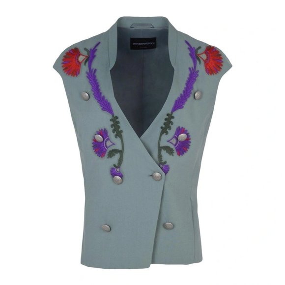 NWT Emporio Armani Embroidered Suit Jacket Vest size IT 44 (US size 8 or L)